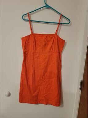 Orange Sleeveless Mini Dress with Back Zipper